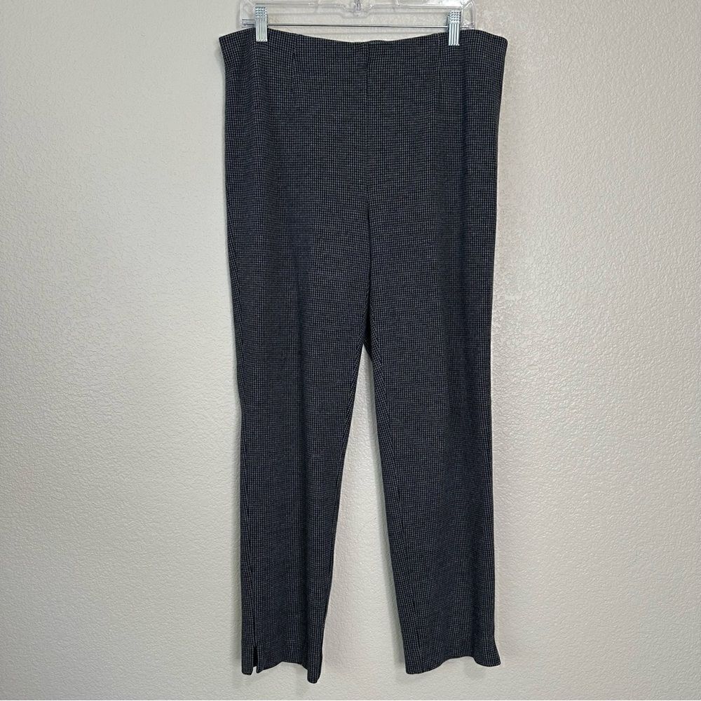 J. Jill Ponte Slim Leg Houndstooth Check Plaid Pull-On Pants, Sz Large